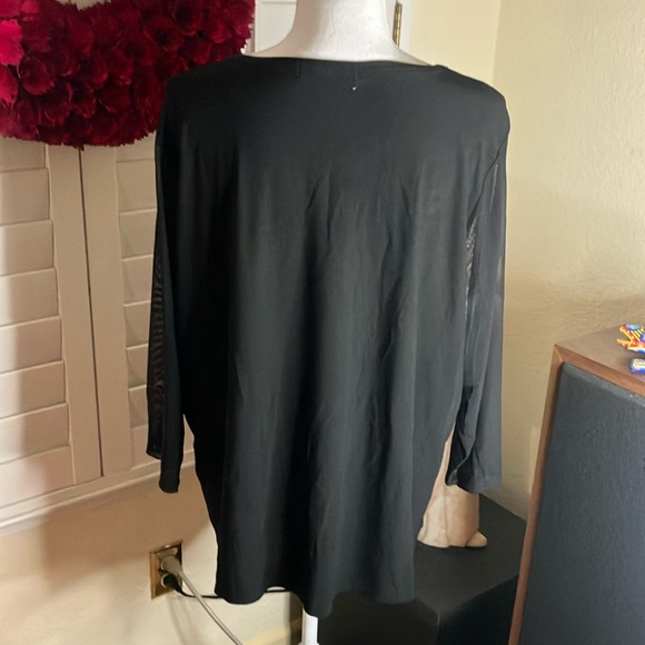 🖤💎Sweet Violet Black Stretchy Top W/Crystals At Rounded Neckline Size 3X - Picture 3 of 9